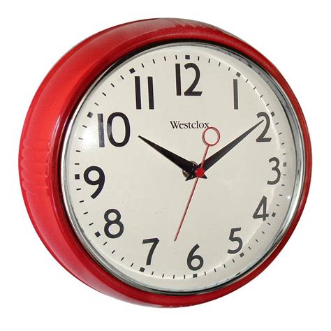 Westclox 9.5 in. Red Retro Wall Clock 32042R - The Home Depot