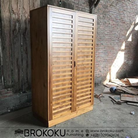 Jual Lemari Baju Pintu Kayu Jati Minimalis Simple Bhf Brokoku