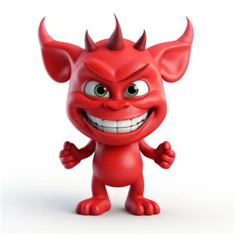 Witty And Clever Red Demon Cartoon Character Daz3d Style Stock