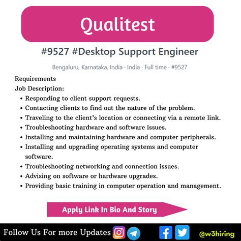 Qualitest Recruitment 2023 Hiring Desktop Support Engineer Any Degree