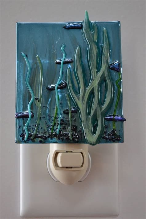 Under The Sea Fused Glass Night Light Etsy In 2021 Fused Glass Night Light Glass