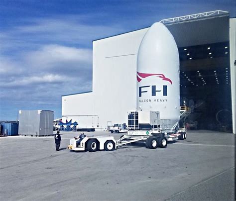 SpaceX's Falcon Heavy payload fairing spotted ahead of its maiden launch