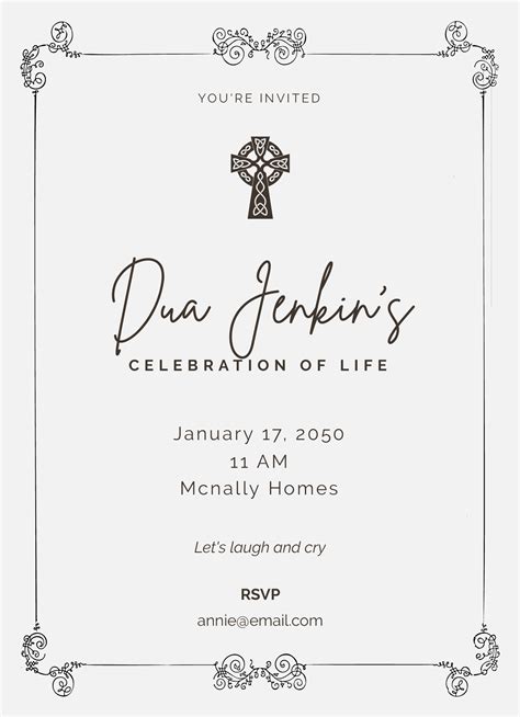 Editable Celebration of Life Invitation Templates in Microsoft Word to Download