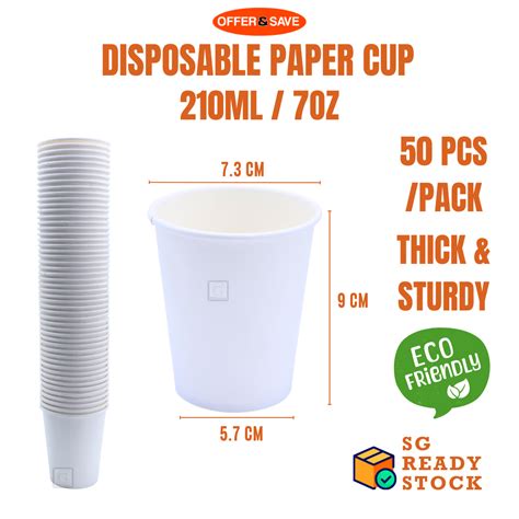 Ons Premium 50 Pcs White Paper Cup 7oz210ml Disposable Paper Cup Lazada Singapore