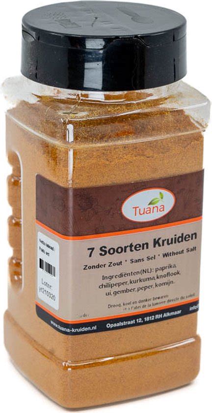 Tuana Kruiden 7 Soorten Kruiden Strooibus 140 Gram Kruiden Zonder