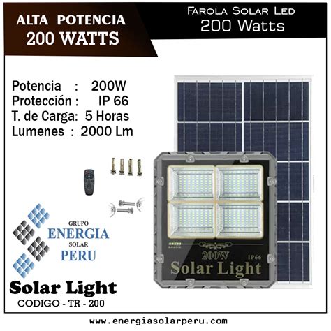 Reflector 200W con Panel Solar TR 200 Paneles Solares Perú