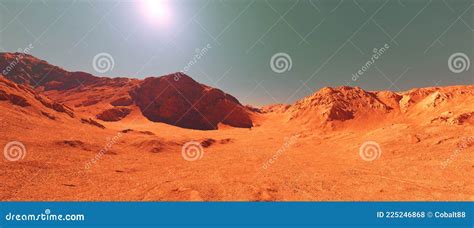 Mars Planet Landscape, 3d Render of Imaginary Mars Planet Terrain Stock ...