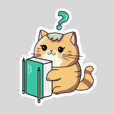 Premium Vector Vector Cute Kawaii Cat With Notebook Book Sticker