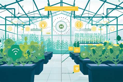 Technology in Agriculture - Complex Smart Greenhouse with Sensors Stock ...