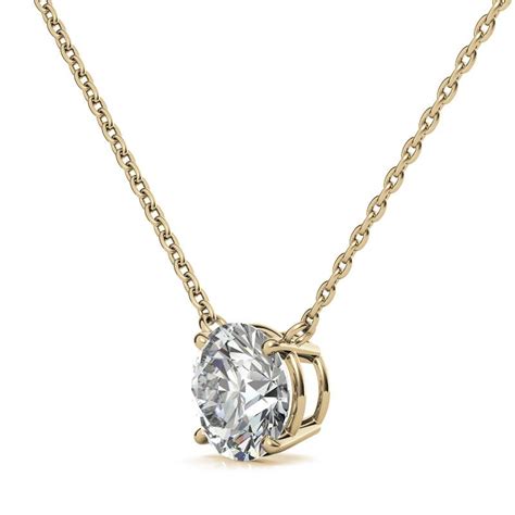 4 Prong Round Floating Moissanite Pendant Pen333 MoissaniteCo