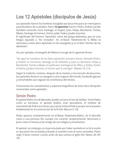 Los 12 Apóstoles Pdf Jesús San Pedro