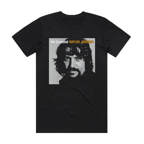 Waylon Jennings The Essential Waylon Jennings Album Cover T-Shirt Black ...