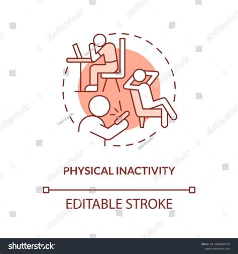 Physical Inactivity Red Concept Icon Sedentary Stock Vector Royalty