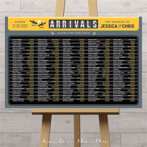 Tabla De Asientos De Boda Llegadas Al Aeropuerto Tema De Etsy Francia