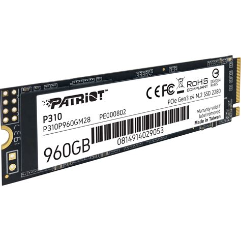 Patriot P310 960GB 2280 M 2 PCIe 3 0 NVMe SSD P310P960GM28 B H