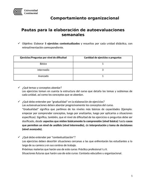 Solucionario Autoevaluaci N Semanas Co Pautas Para La