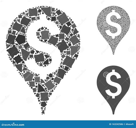 Bank Map Marker Mosaic Icon Of Raggy Parts Stock Illustration