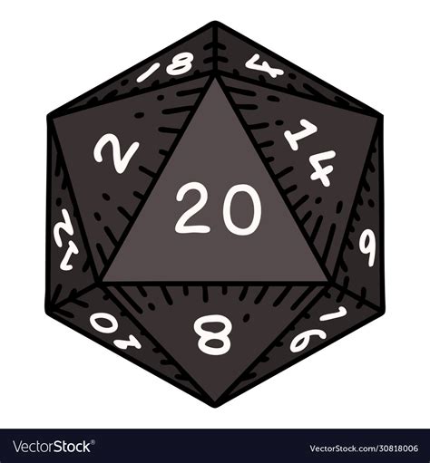 Natural 20 d20 dice roll Royalty Free Vector Image