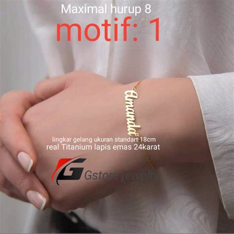 Jual Gelang Inisial Huruf Nama Titanium Wanita Pria Custom Anti Karat