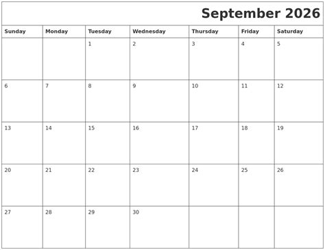 September 2026 Download Calendar