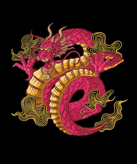 Chinese Dragon golden and red with claws Tapestry - Textile by Norman W ...