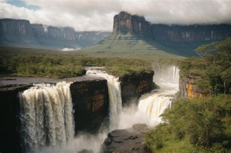 Premium AI Image | Immersive Journey Tracking the Tepui Waterfalls in ...