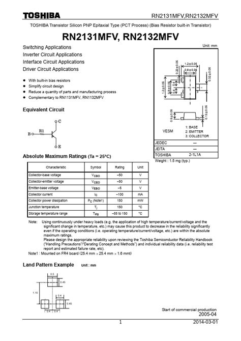 Rn2131mfv Datasheet Toshiba