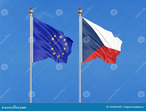 European Union Vs Czech Republic Thick Colored Silky Flags Of European