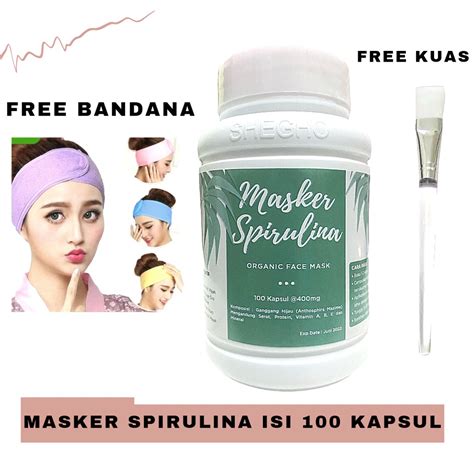 Jual Paket Promo Spirulina 100 Kapsul Free Kuas Bandana Shopee