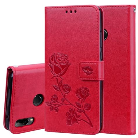 Funda De Cuero PU Con Tapa Horizontal En Relieve Rosa Para Huawei Y9