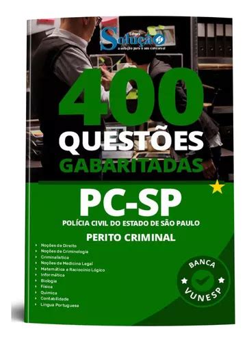 Apostila Caderno De Quest Es Gabaritadas Para Perito Criminal Pc Sp