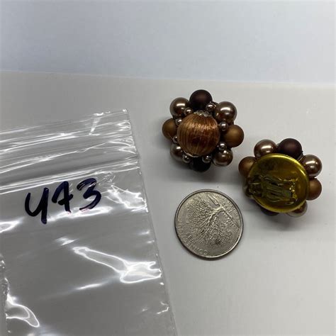 Vintage Faux Pearl Cluster Clip On Earrings Multi Tone Brown Ebay