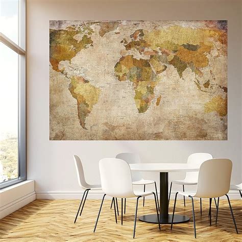 Murimage Papier Peint Carte Du Monde 183 X 127 Cm Colle Inclus Photo