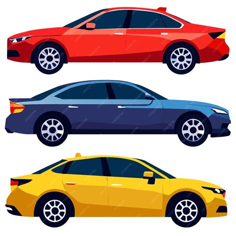 Premium Vector | Bundle set side view of automatic cars or passenger ...