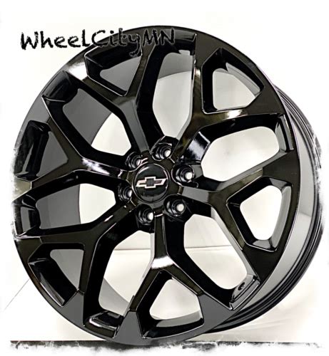 24 Gloss Black Oe Replica Snowflake Sfo 5668 Rims Fits 2022 Chevy Tahoe 6x55 Ebay