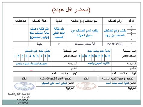 نموذج تسليم عهدة