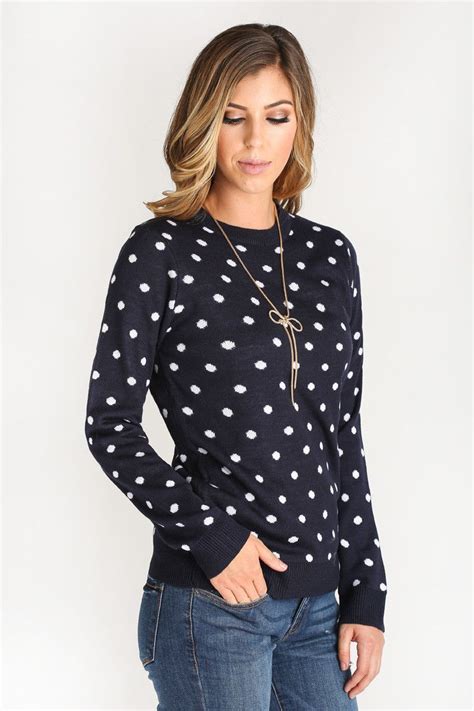 Brynn Navy Polka Dot Sweater Cute Cardigans Sweaters For Women