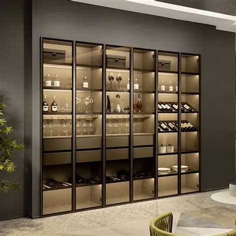 Wine Cabinet Living Room Built In Wall Dining Room Display Modern Bar Led Glass Wine Cabinet