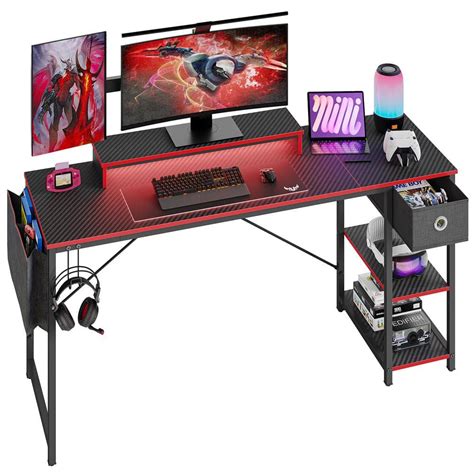 Bestier 61 In Rectangular Reversible Black Carbon Fiber Computer Desk