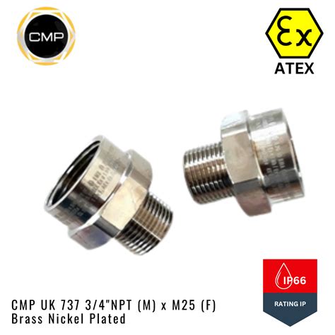 Exproof Adapter Cmp Uk Npt M X M F Brass Nickel Plated