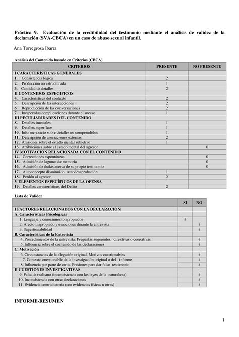 Pr Ctica Evaluaci N De La Credibilidad Del Testimonio Mediante El