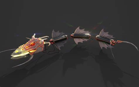 Artstation Fantasy Coiled Dragon Staffflail Weapon