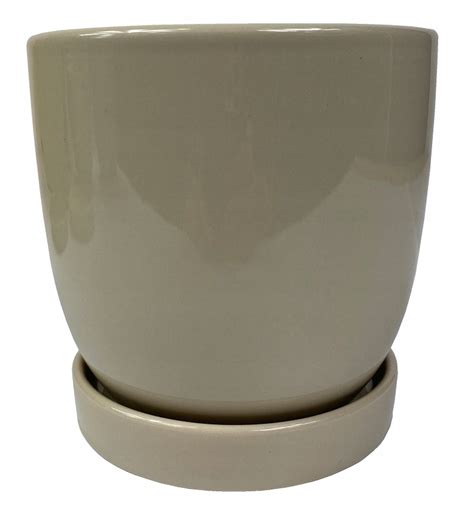 Doniczka Z Podstawką Ceramiczna Beż 12 cm Dolagra 5901276545569