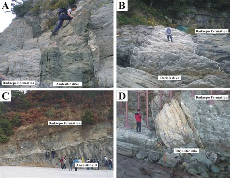 Outcrop Photographs Of The Dike And Sill In The Dadaepo Formation A