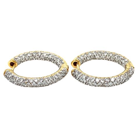 Yellow Gold Huggies Hoop Diamond Earrings For Sale At 1stdibs