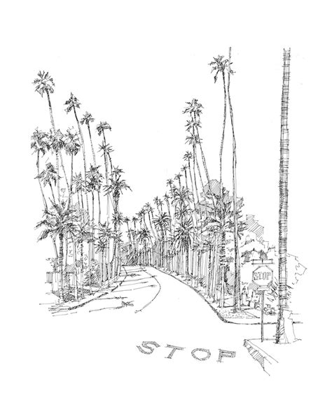 Palm Tree Lined Street Beverly Hills Art California Plein Etsy