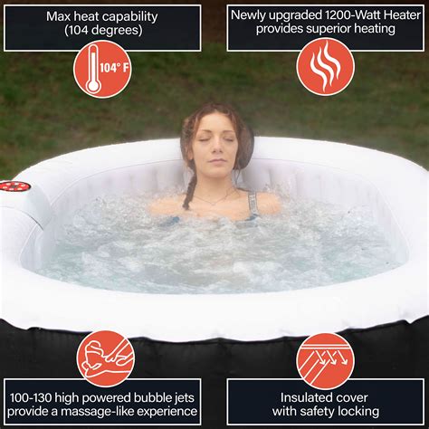 Aleko 145 Gallon Water Capacity 2 Person Oval Inflatable High Powered Bubble Jetted Hot Tub With