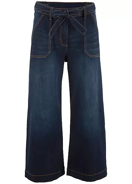 Cropped Wide Leg Denim Culottes By Bonprix Curvissa