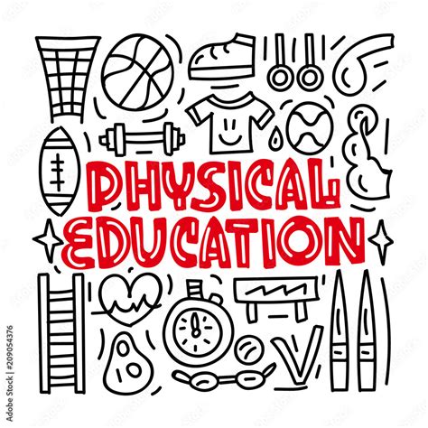 Physical education. Subject concept.Lettering card. Vector illustration ...