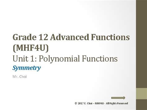 Grade 12 Advanced Functions MHF 4 U Unit